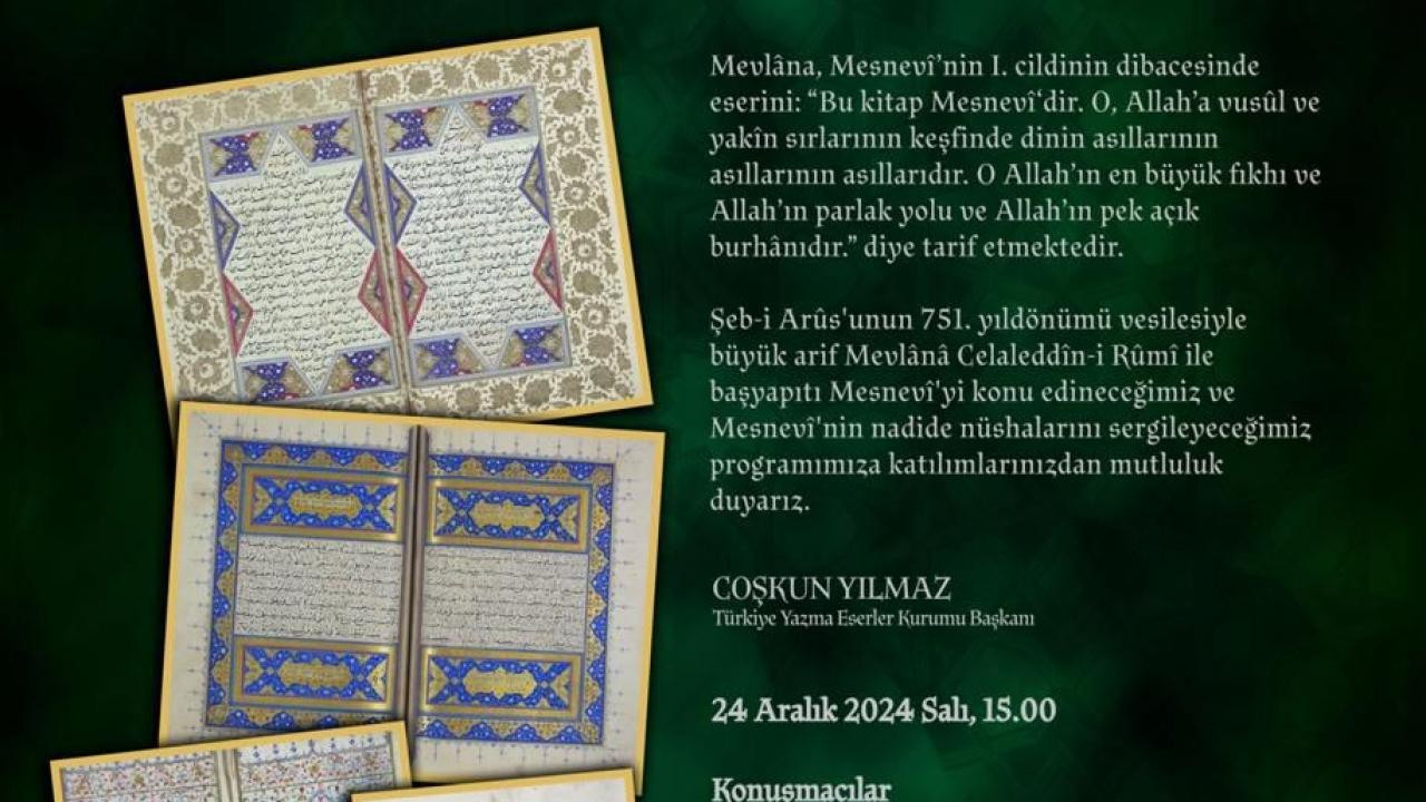 Şeb-i Arûs’unun 751. Yıl Dönümünde Mevlânâ ve Mesnevi’yi Anlama Programı